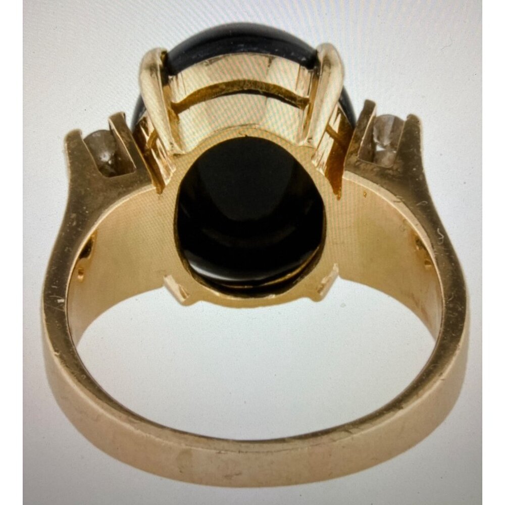 Gump's 14K Gold Oval Nephrite & Diamond Accent Cocktail Ring For Women 8.75 - Picture 3 of 14